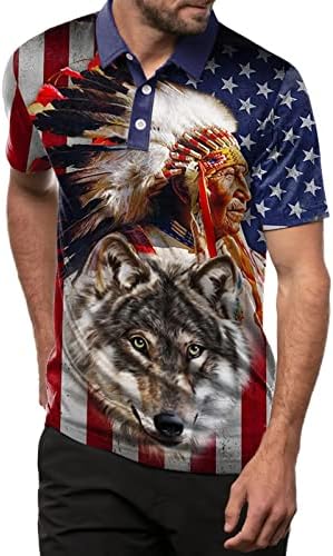 XXBR Patriotske polo majice za mens, američke zastave Etničke indijske teenje vrhove ljetne kratkih rukava