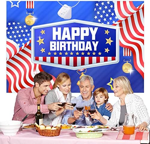 Sretan rođendan Američki nacionalni Dan sjećanja Banner pozadina crvena bijela plava traka zvijezde baloni