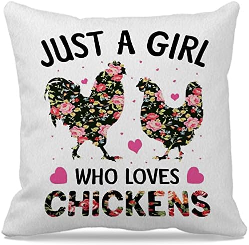 Tema na farmi 18 × 18 samo djevojka koja voli piliće smiješne cvijeće kokoši ukrasne bacanje jastuk za kućne dnevne