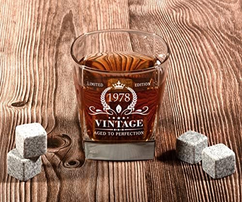 Triwol 45. rođendanski pokloni za muškarce, Vintage 1978 Whisky Glass and Stones Funny 45 rođendanski poklon