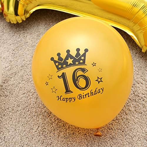 12pcs u 1 setu Zlatni broj 16 Aluminijumske folije Balloni Confetti Balloons Set Rođendan Ispišivanje