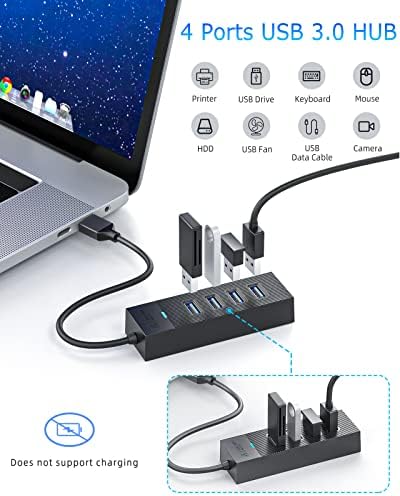 4 porta USB Hub, SANZANG USB 3.0 Hub, 5Gbps USB Splitter USB port Expander za Laptop, Xbox, fleš