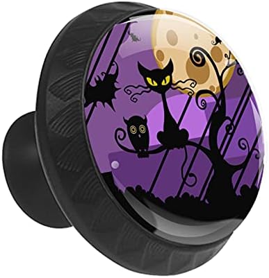 12 komada Noć vještica Mjesečeva noć crna mačka šumska Sova Sova stakleni gumbi za Komode, 1,37 x 1,10