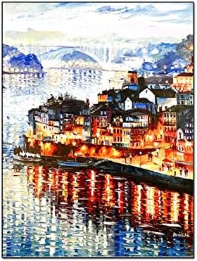 Art Poster Daniel Wall Worls - Porto City Portugal Sažetak uljana Cityscape Platno Palika l