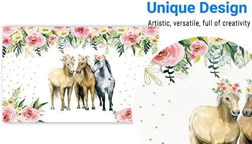 Funnytree Horse Party Backdrop Cowgirl Flower Photo Background Farm Western Birthday Baby Shower Bday Banner Decoration