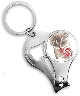 Little Cat Lollipop akvarel životinjski noktiju noktiju prstena za ključeve ključeva