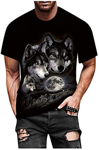 Wolves majice za muškarce 3D Print Majica kratkih rukava Modni grafički grafički kratki rukav, Ležerna