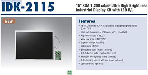 15 inča XGA 1, 200 Cd/m2 industrijski displej Ultra visoke osvetljenosti sa LED B / L, LVDS