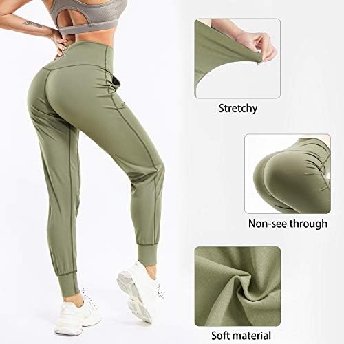 Leinidina ženske hlače za jogger visoke strukte sa džepovima konusne casual salonske hlače labave gusjenice