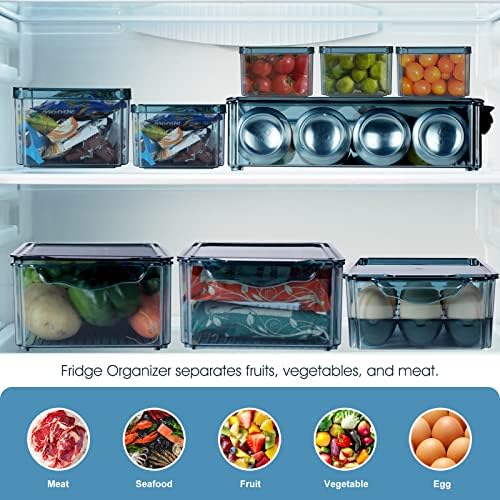 ZNM Organizator frižidera, Set od 9 kanti za organizatore frižidera sa poklopcem za zamrzivač, kuhinjski ormarić,