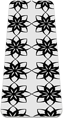 Crno-bijelo ponavljanje geometrijskog uzorka cvijeća Extra Thick Yoga Mat - Eco Friendly Non-slip