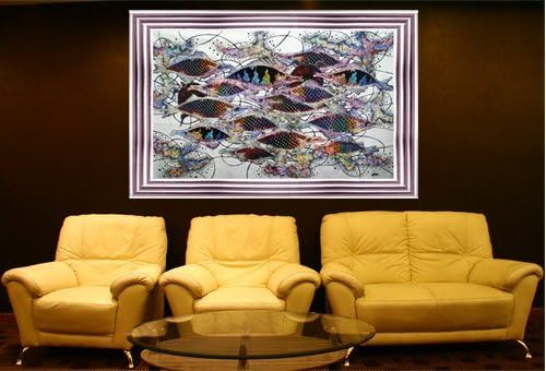 Originalna Batik umjetnička slika na pamučnoj tkanini, 'riba i dugovječnost' od Agunga