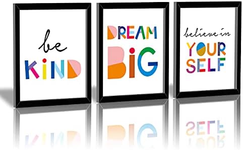 Hpniub uokvirene akvarelne riječi inspirativni citat Art Print Set od 3-spreman za vješanje-motivacijska