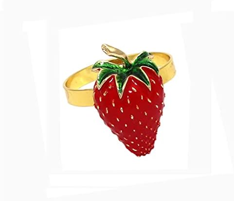 LLLY 6PCS voćno jagoda Oblik metalna prstena od salveta Vjenčanje božićna zabava večera salveta prstena za