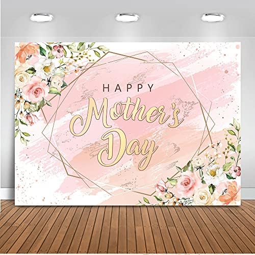 Mocsicka Majčin dan Pink Floral Backdrop akvarel Pink Flowers Happy Mothers Day Party Photo Backdrop