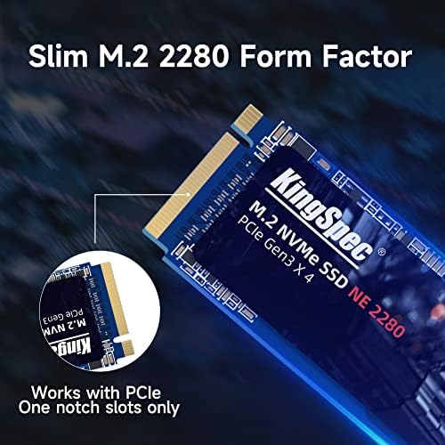 Kingspec 256GB M.2 NVME SSD, 2280 PCIe GEN3X4 Interni čvrsti državni pogon za laptop / bilježnica