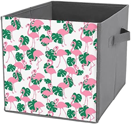 Pink flamingos uzorak srušiva kocke za skladištenje tkanine 11 inča Sklopivi kanti za pohranu