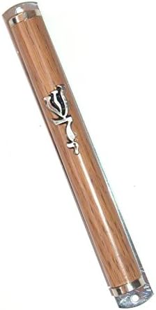 Judaica Mezuzah Case Metal Brown Mock Wood Shadei Zatvoreno 12 cm
