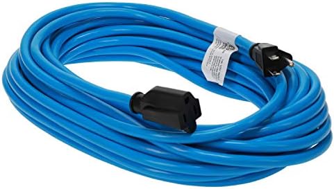 OTIMO 50 FT Zatvoreni / vanjski produžni kabel, 14/3 SJTW, plavi kabl, crni konektor, 3 PRong prizemne utikač,