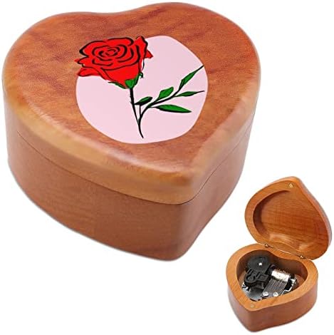 Rose Vintage Drveni sat Glazbeni kutija u obliku glazbe u obliku srca Pokloni za ljubitelje porodice
