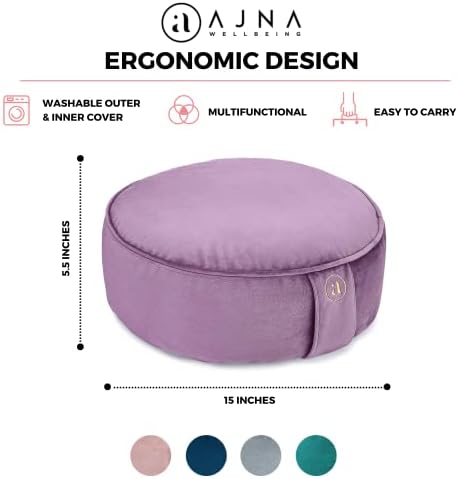 Jastuk za meditaciju heljde okrugli Zafu Yoga jastuk-Zafu meditacijski jastuk baršun sa patentnim zatvaračem