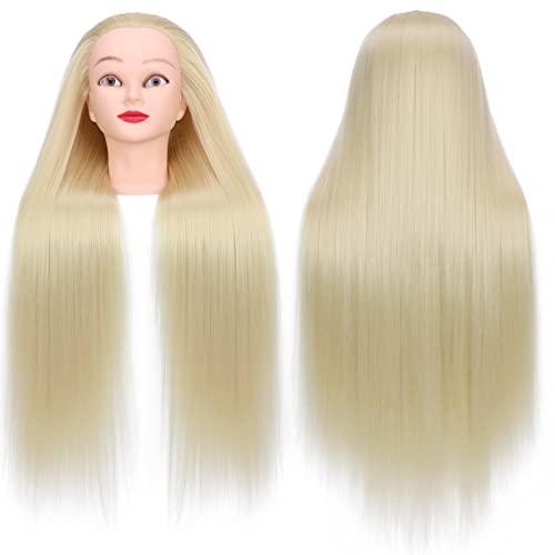 Yikasliy 26 -28 Mannequin Head Long Hair Styling plava glava za trening sintetička vlakna frizer