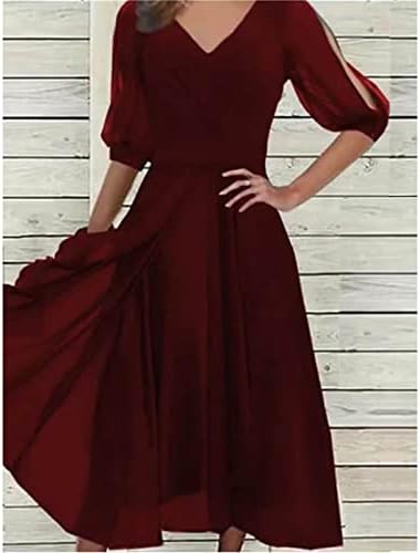 Ženska haljina Casual modni ženski šifon V izrez srednji rukav haljine Ljeto Wrap haljine