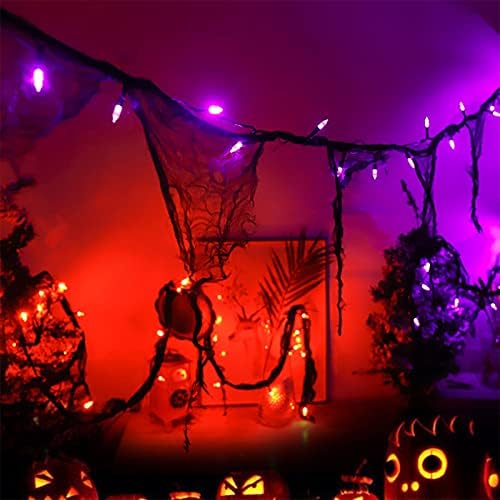 Malgero Halloween ukrasi ljubičaste žice sa crnim gazom baterijom upravljane 30-mine 9,9ft jezive krpe u zatvorenom