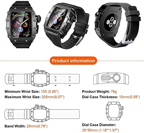CNHKAU luksuzni modifikacijski komplet mod Legura za sat i silikonski remen za Apple Watch 4 5 6 7 Series Fashion
