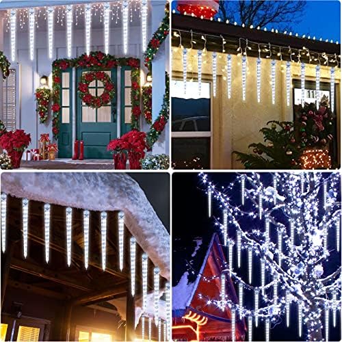 Qelus Vanjska Božićna ledena svjetla, 9 LED prozorska zavjesa svjetlucava Vilinska svjetla, povezana
