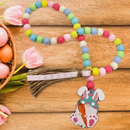 Uskršnji privjesak zrnački niz uskrsnuća jaja sa drvenim perlama i resica sa šarenim ukrasima za početne