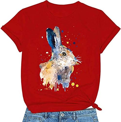Cggmvcg Uskršnje majice za žene labave Uskršnje zečeve Ležerne udobne majice ženske majice štampanje
