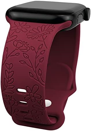 Lyfatz cvijeće gravirane trake kompatibilne sa Apple Watch Band 38mm 40mm 41mm 42mm 44mm 45mm