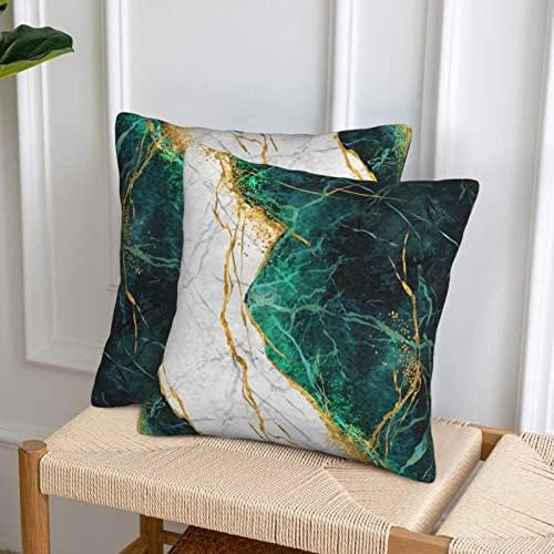 Green i zlatni mramorni jastuk natpise 18 x 18 inčni set od 2 ukrasnog jastuka smaragdne zelene zlatne