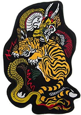 Kineski simbol Dragon & Tiger Veliki zakrpa za majice, kimono, jakne glačalo na, šivati