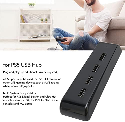 USB Hub, za PS5 PS4 konzola za igru, HD kamera, USB gaming uređaja, High Speed 4 USB 2.0 porta, za tastaturu