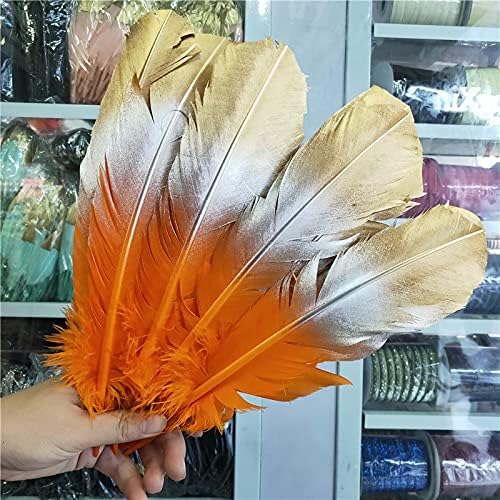 Pumcraft Feather for Craft 100pcs / lot sprej Boja Zlatna guska perje 10-12 inča / 25-30cm DIY perje za zanate