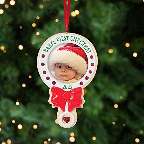 JewelOra personalizirani Božić Ornament Foto Frame ukras Baby prvi Božić okvir za slike privjesak Vrt dekoracije