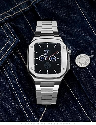 Eemall futrola od nehrđajućeg čelika za Apple Watch Band Modifikacija 45mm 44mm 41mm Metalni mod komplet za