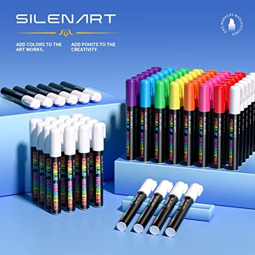 Silenart White Chalk markeri - 12 pakovanja - Bijeli suhi brisanje markera - tekućim kreditima za