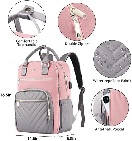 Yiormior ruksak za žene, anti krađu Tanak izdržljiv ruksak za laptop sa USB priključkom za punjenje,