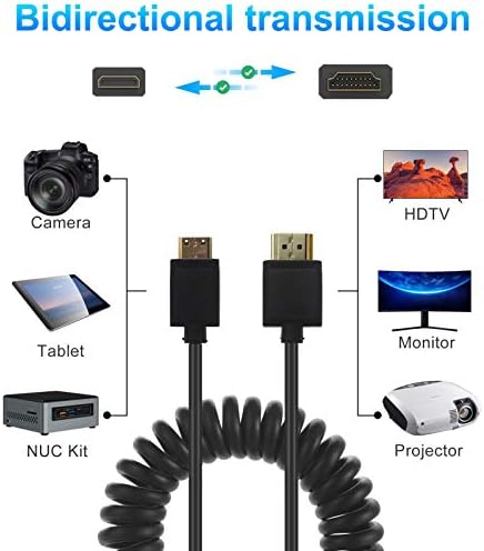 DISCOOL 2.0 HDMI muško za mini HDMI kabl, 4k @ 60Hz Mini HDMI do HDMI zavojnog proljetnog kabla za kameru