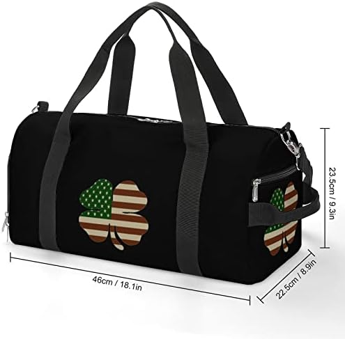 Vintage Clover Irska američka zastava multifunkcionalna torba za teretanu izdržljiva sportska torba lagana torba