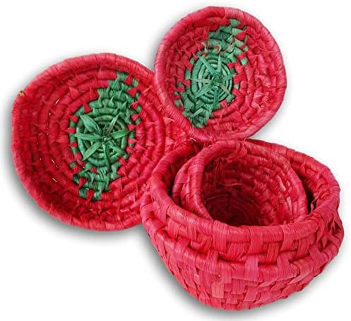 Košare za gniježđenje jagoda - crvene meke tkane bobice košare sa poklopcima - set od 2, crvene, srednje
