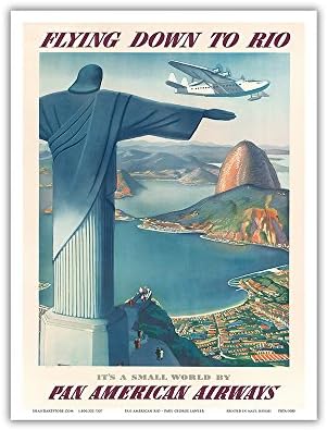 Leti do Rio Brazila-statua Hrista Otkupitelja-Pan American Airways - Vintage avionski putni Poster Paula Georgea