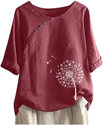 Ljetne vrhove Ljeto Ženska ruka s pola rukava Vruća sa bočnim gumbom Cvjetni fit tiskani TOP T majice Casual posteljina