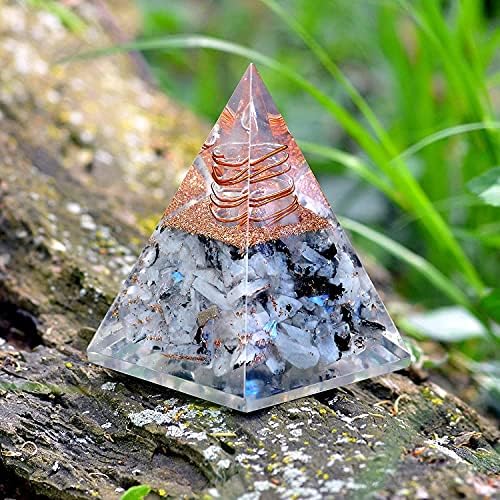 Mjesečni kamen kristalni izlečili orgonu piramidu za krunu čakri. Donosi nadu, sreću, obim.enhances