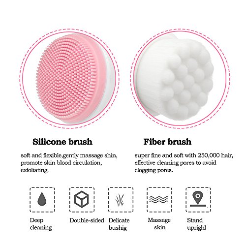 Somaer silikonski četkica za čišćenje lica, 2 u 1 četkica za čišćenje lica za duboku piling pore,