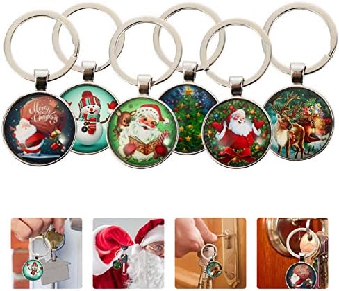 Aboofan 6pcs Božićni ključni prstenovi Santa Snowman Reindeer Privjesak od metalne torbe za odmor Charms Xmas
