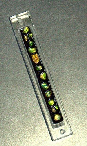 Judaica Mezuzah slučaj Multicolor Zelena crna staklena ploča Zlatna potka 10 cm